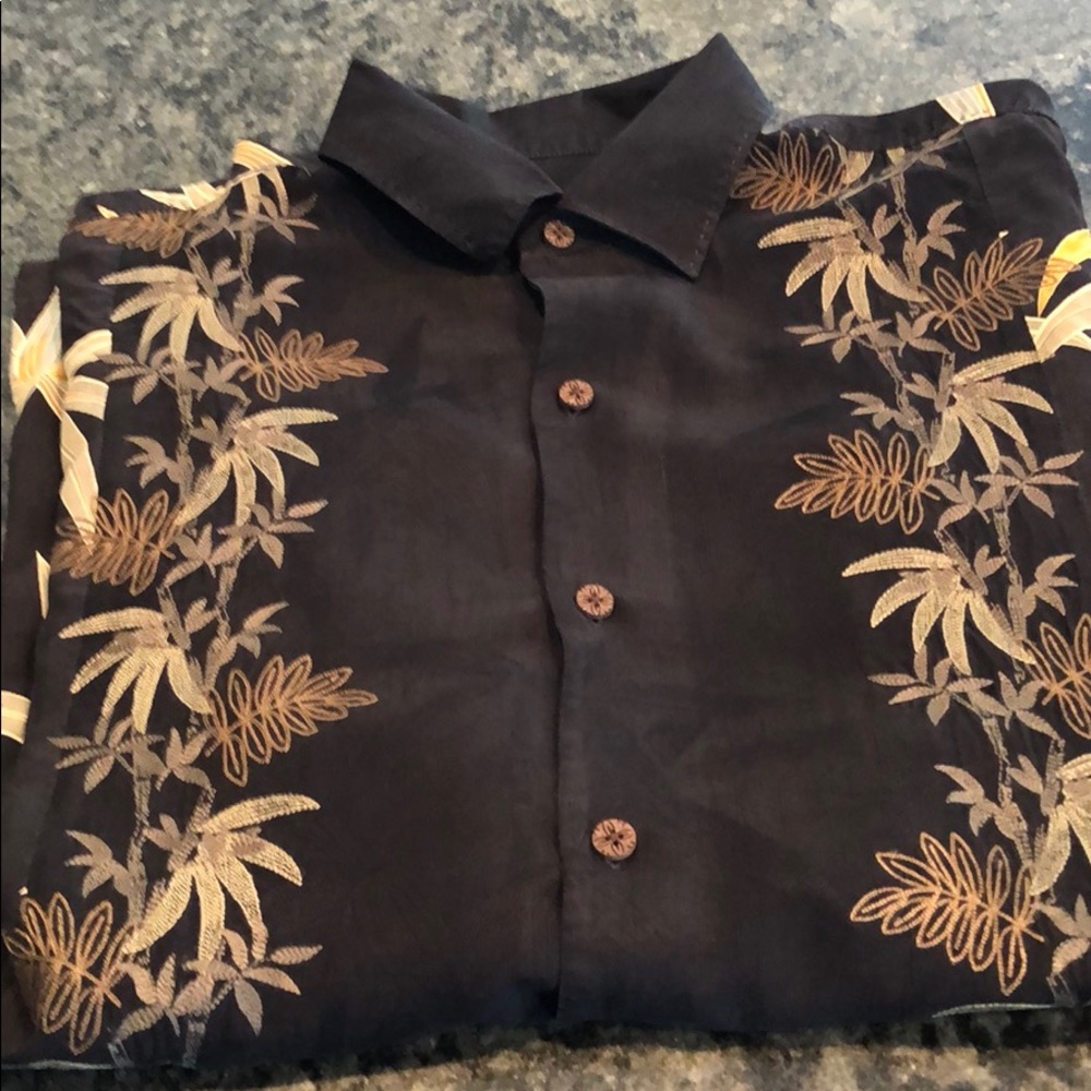 Tommy Bahama black classic embroidered shirt